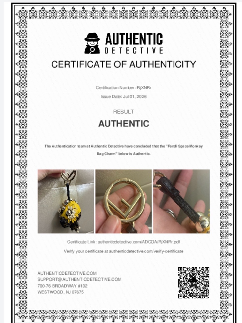 SOLD Fendi Space Monkey Bag Charm F is For Fendi Clasp W/COA! - Picture 2 of 8